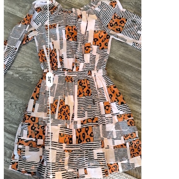 BURU Mini Dress Leopard Print‎ Long Sleeve Elastic Waist Pink Womens M Cotton - Picture 7 of 8